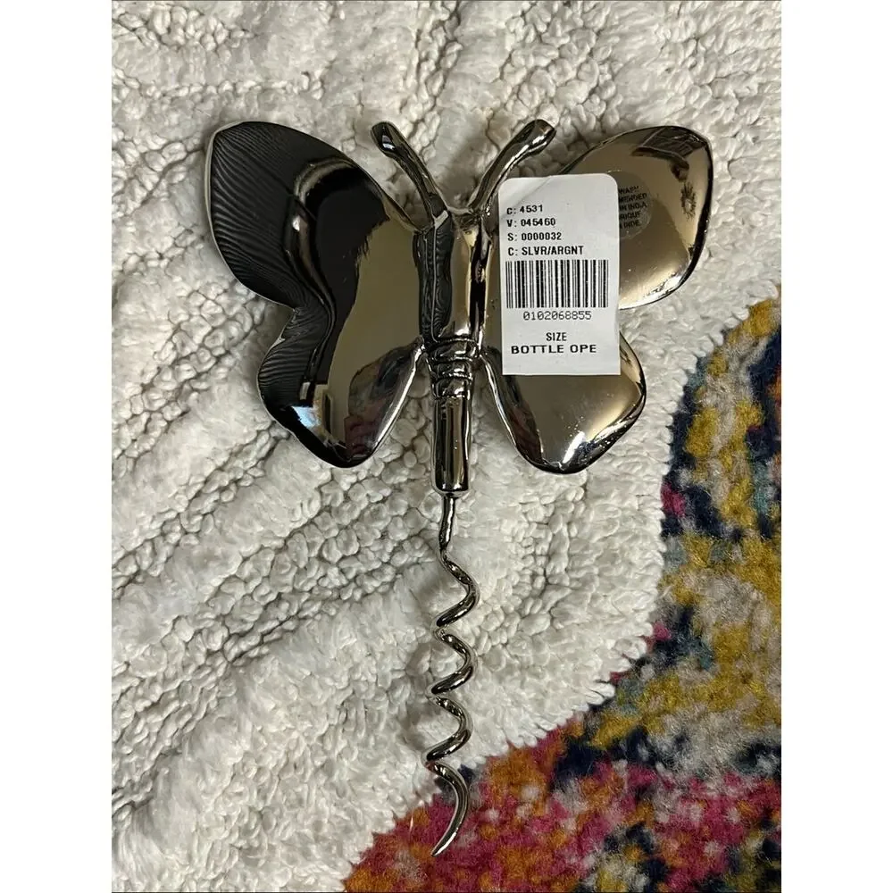 Anthropologie Delphine Butterfly Wine Screw Corkscrew Bottle Opener Pearls